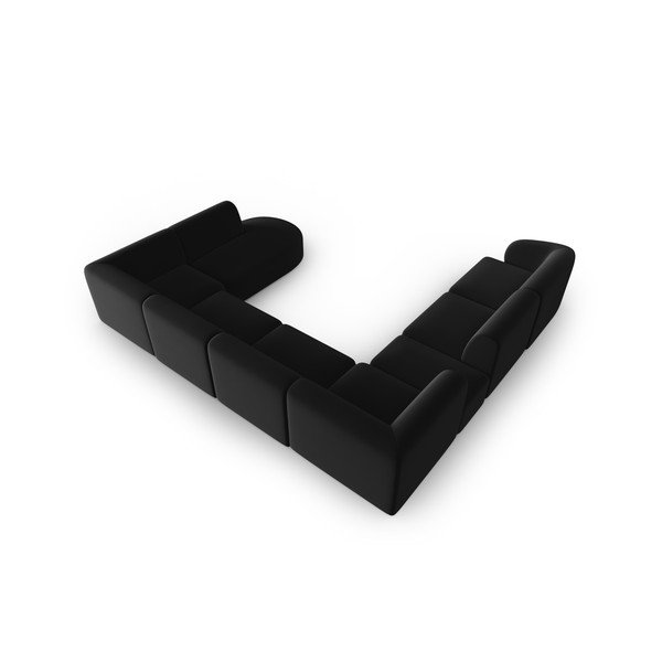 Melns samta stūra dīvāns (ar kreiso stūri/U veida) Paolo – Milo Casa-image-3