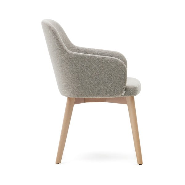 Bēšs polsterēts ēdamistabas krēsls ar roku balstiem Nelida – Kave Home-image-4