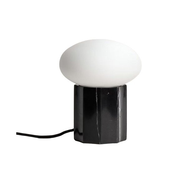 Balta/melna metāla galda lampa ar stikla abažūru (augstums 20 cm) Idela – Kave Home