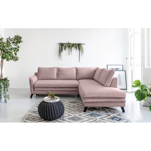 Rozā izlaižams stūra dīvāns Miuform Charming Charlie L, labais stūris-image-1