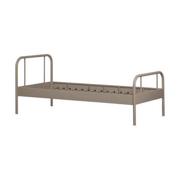 Bēša metāla vienvietīga gulta ar redelēm 90x200 cm Mata – WOOOD-image-3