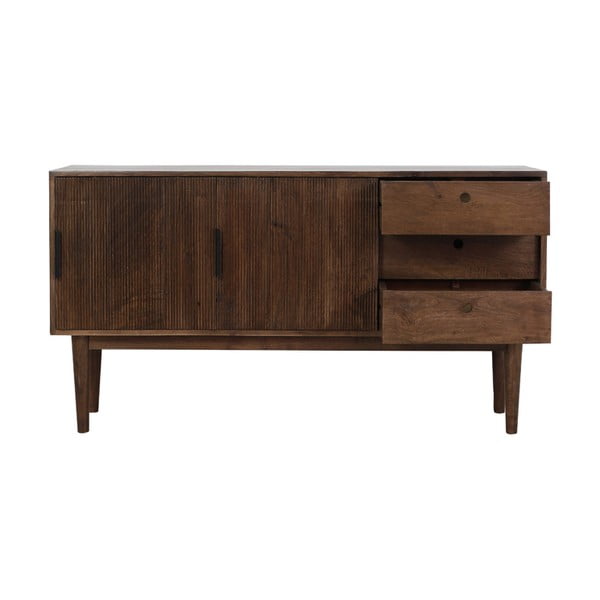 Tumši brūna masīvkoka zema kumode 150x80 cm Bitika – Light & Living-image-4