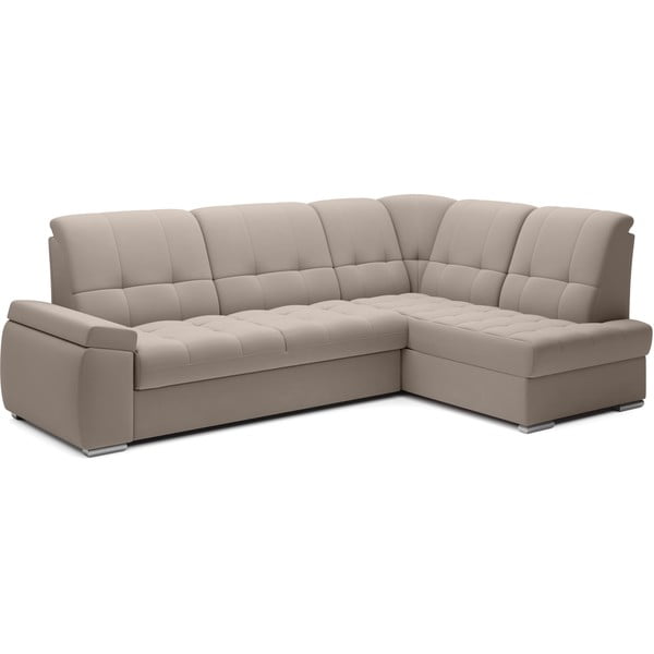 Bēšs samta salokāms/ar uzglabāšanas vietu stūra dīvāns (ar labo stūri/L veida) Sado – ELTAP-image-2