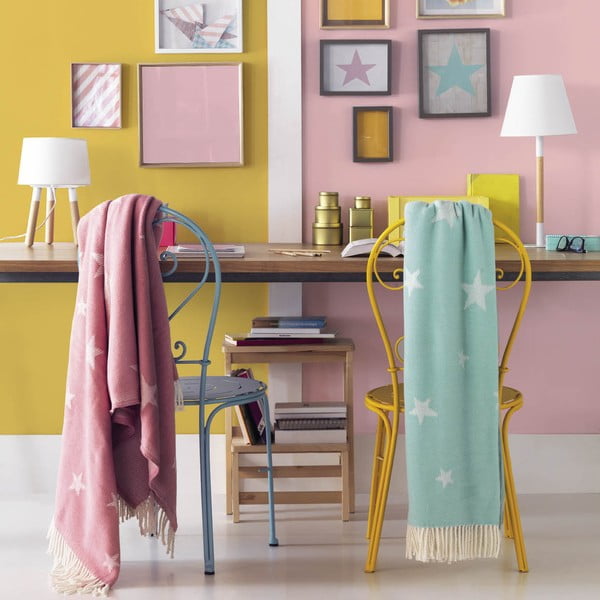 Pasteļzils pleds ar kokvilnu Euromant Stars, 140 x 160 cm-image-1