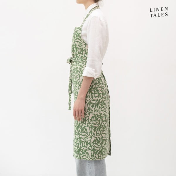 Lina priekšauts Evergreen Damask – Linen Tales-image-2