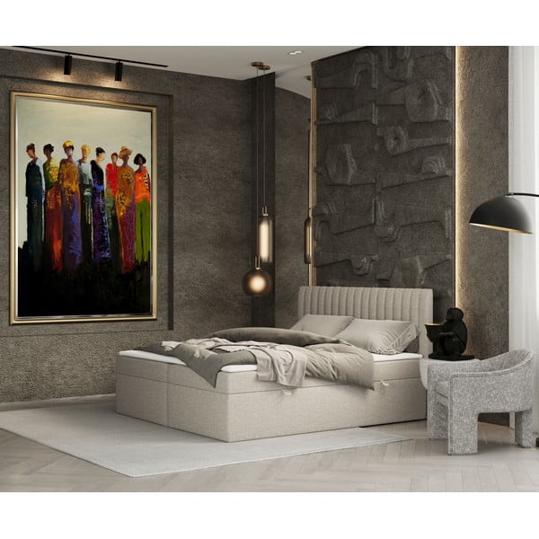 Bēša atsperu gulta ar veļas kasti 140x200 cm Spencer – Maison de Rêve-image-4