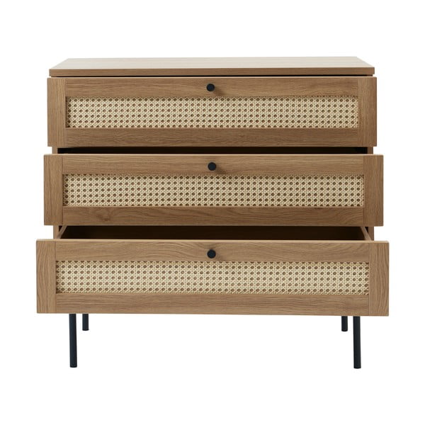 Dabīga toņa zema kumode ar ozolkoka imitāciju 80x75 cm Pensacola – Unique Furniture-image-3