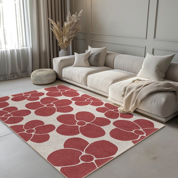 Sarkans mazgājams celiņa paklājs 80x200 cm Red Meadow – Mila Home-image-1