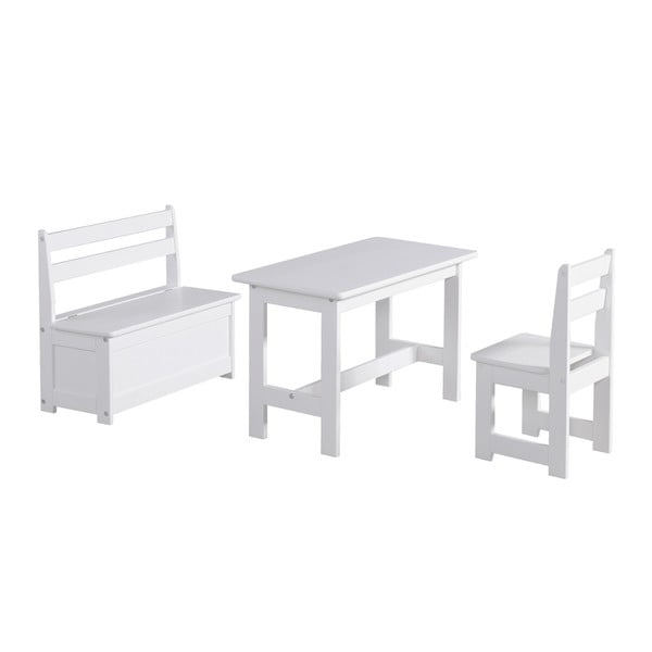 Balts bērnu galds no priedes masīvkoka Pinio Baby-image-1