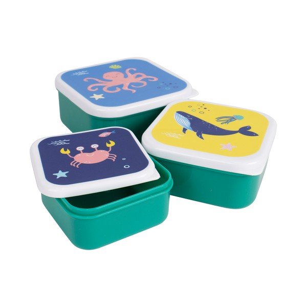 Zaļas plastmasas bērnu pusdienu kārbas (3 gab.) Ocean – Ladelle