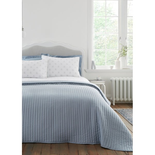 Zils stepēts gultas pārklājs 230x220 cm Quilted Lines – Bianca-image-1