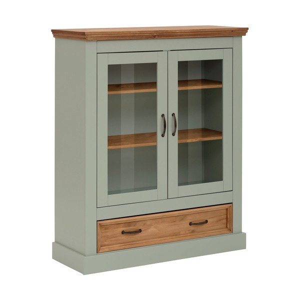 Gaiši zaļa priedes masīvkoka vitrīna 100x120 cm Selma – Støraa-image-2