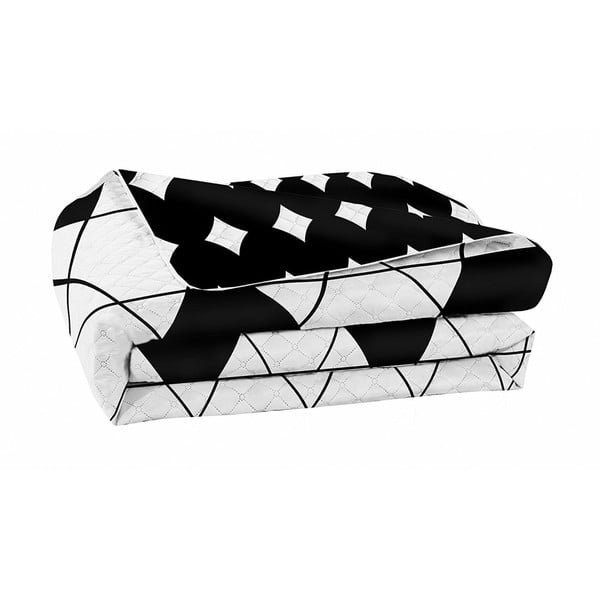 Melns un balts divpusējs mikrošķiedras gultas pārklājs DecoKing Hypnosis Harmony, 170 x 210 cm