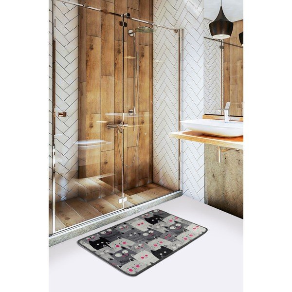 Pelēks vannas istabas paklājiņš 40x60 cm Meow – Foutastic-image-1