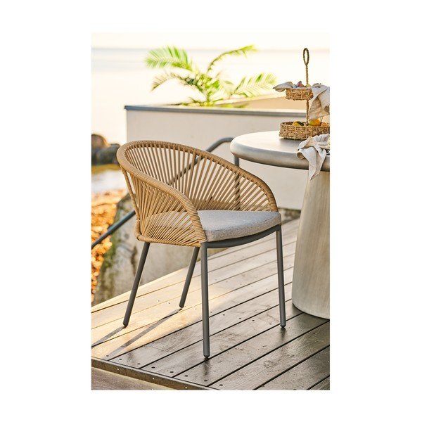 Bēšs metāla/polsterēts dārza krēsls Novella – House Nordic-image-1