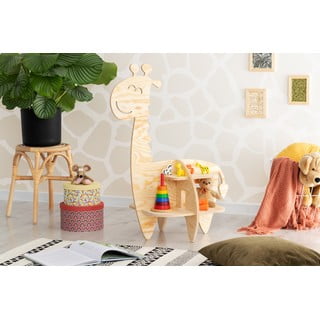 Bērnu grāmatu plaukts dabīgā tonī ar priedes koka imitāciju 90x60 cm Giraffe – Adeko