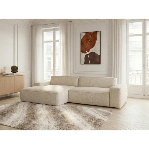 Bēšs salokāms/su elektriniu sėdynės reguliavimu stūra dīvāns (ar kreiso stūri) Abel – Bobochic Paris-image-1