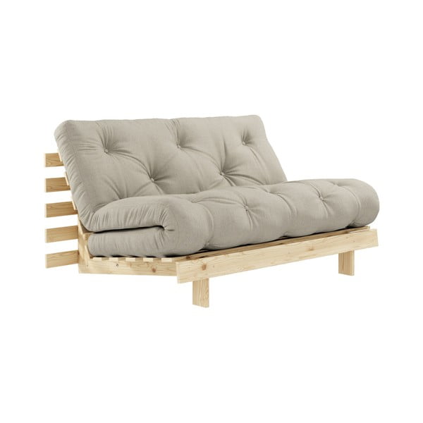 Bēšs izvelkamais lina dīvāns 140 cm Roots – Karup Design