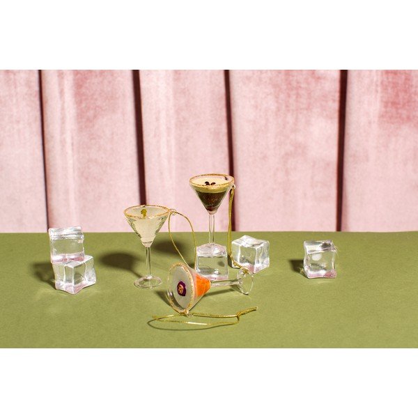 Stikla Ziemassvētku eglītes rotājumi (3 gab.) 15,5 cm Martini Cocktail – Sass & Belle-image-3