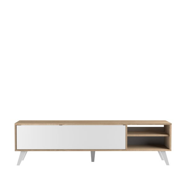 Balts/dabīga toņa TV galdiņš ar ozolkoka imitāciju 165x43 cm Prism – TemaHome