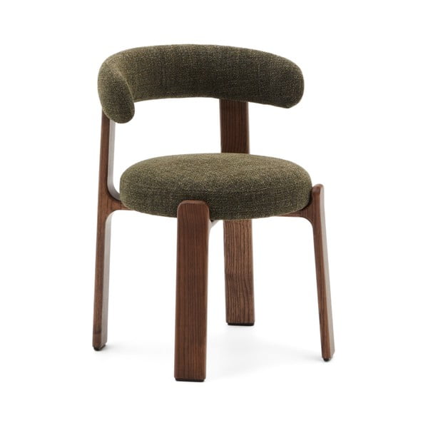 Haki/brūns oša masīvkoka pusdienu krēsls Granite – Kave Home