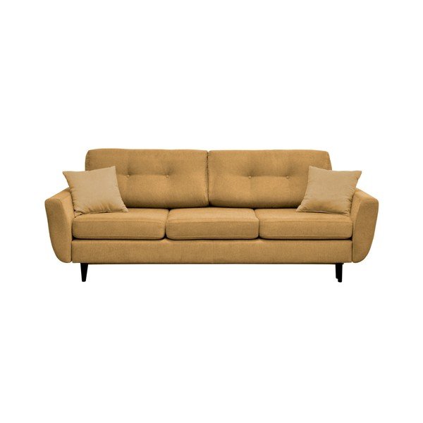 Dzeltens trīsvietīgs izlaižams dīvāns ar melnām kājām Mazzini Sofas Jasmin-image-3