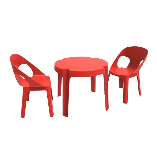 Sarkans bērnu dārza komplekts 1 galds un 2 krēsli Resol Julieta