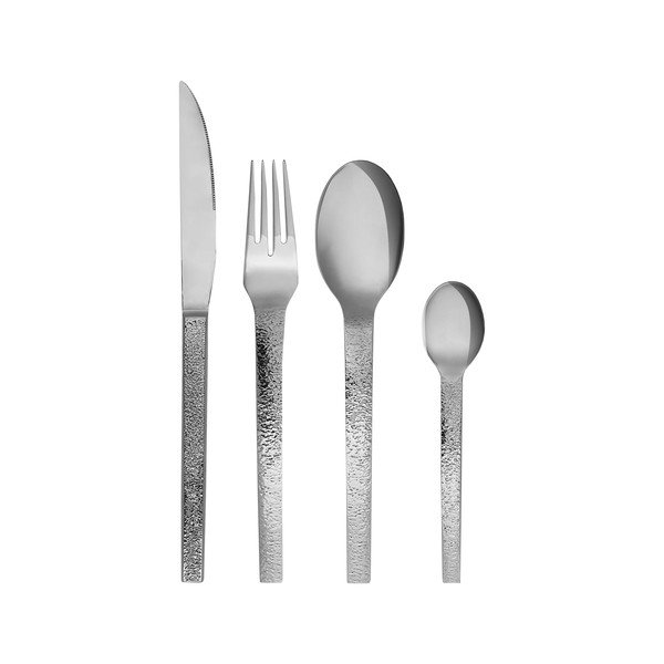 Sudraba krāsas nerūsējošā tērauda galda piederumi (16 gab.) Mano – Hübsch