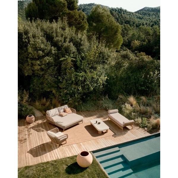 Bēšs metāla/polsterēts dārza atpūtas krēsls Catalina – Kave Home-image-2