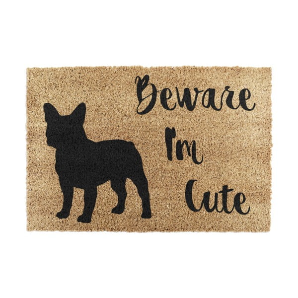 Kokosšķiedras kājslauķis 40x60 cm Beware I'm Cute French Bulldog – Artsy Doormats