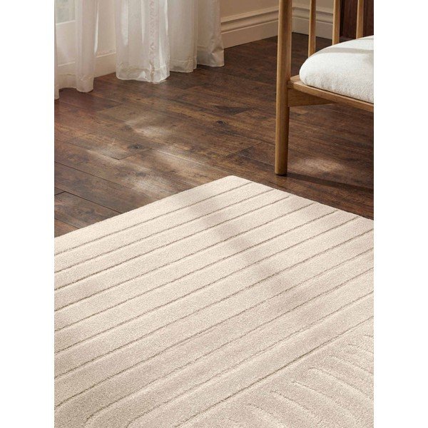 Krēmkrāsas ar rokām darināts vilnas paklājs 200x300 cm Arcura – Vikosa-image-3
