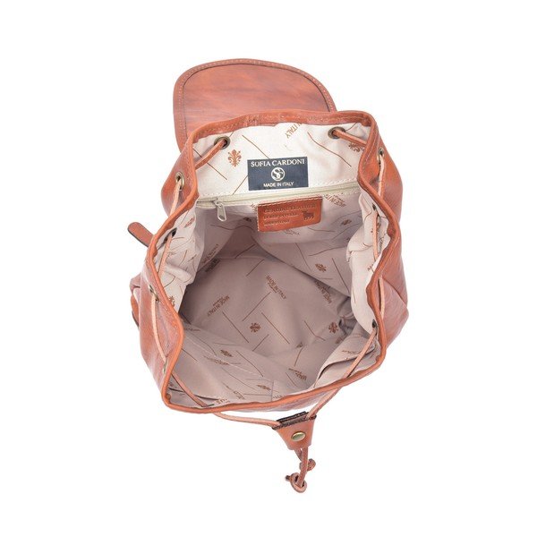 Konjaka brūna ādas mugursoma Sofia Cardoni Cindy-image-3