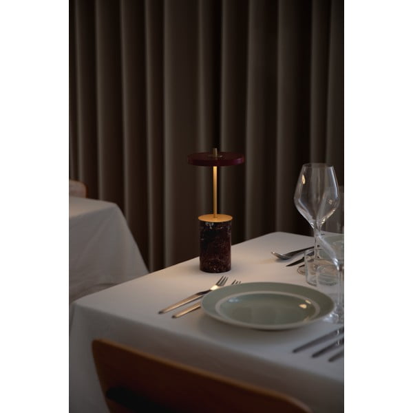 Sarkana marmora LED galda lampa ar regulējamu spilgtumu un metāla abažūru (augstums 25,5 cm) Asteria Move Mini – UMAGE-image-4