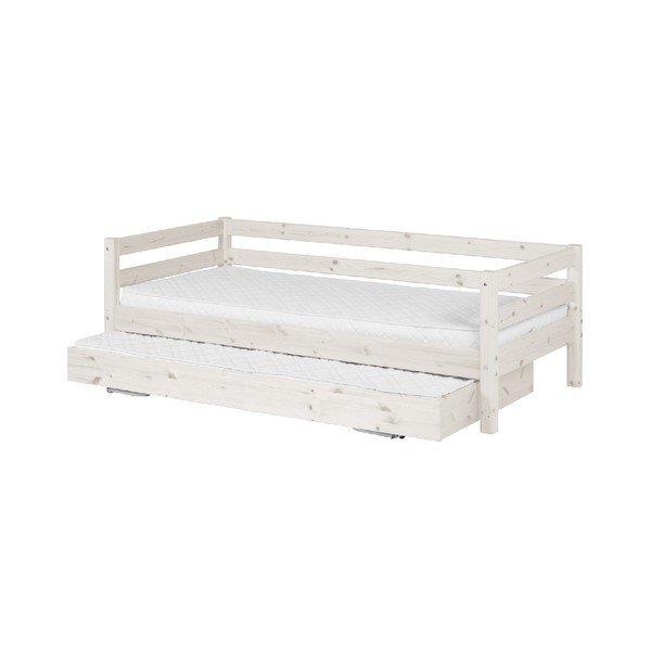 Balta priedes gulta ar izvelkamo gultu Flexa Classic, 90 x 200 cm