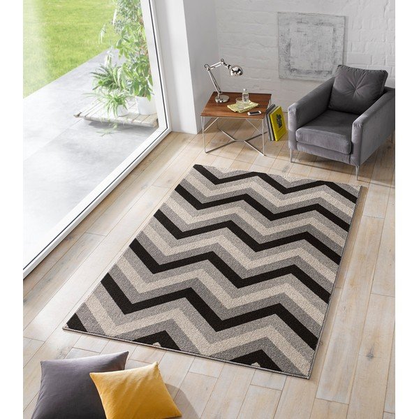 Melns paklājs Chateau Chevron, 70x140 cm-image-1