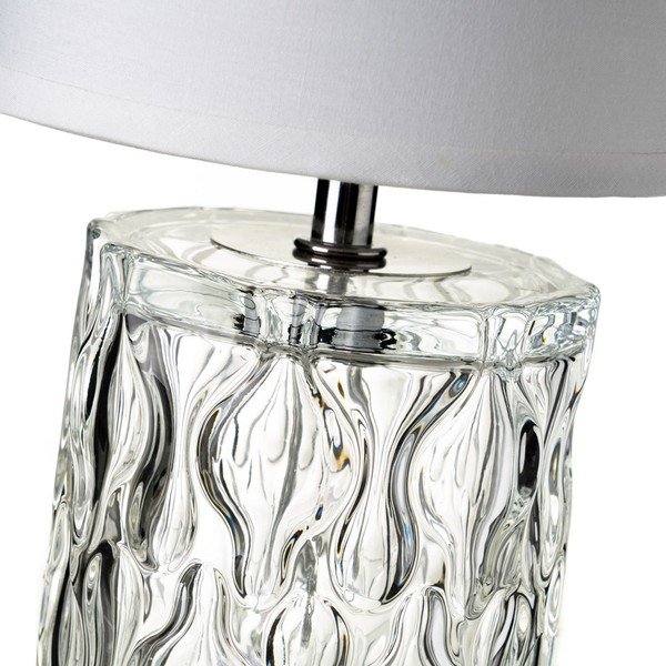 Stikla galda lampa ar auduma abažūru (augstums 29 cm) – Casa Selección-image-3