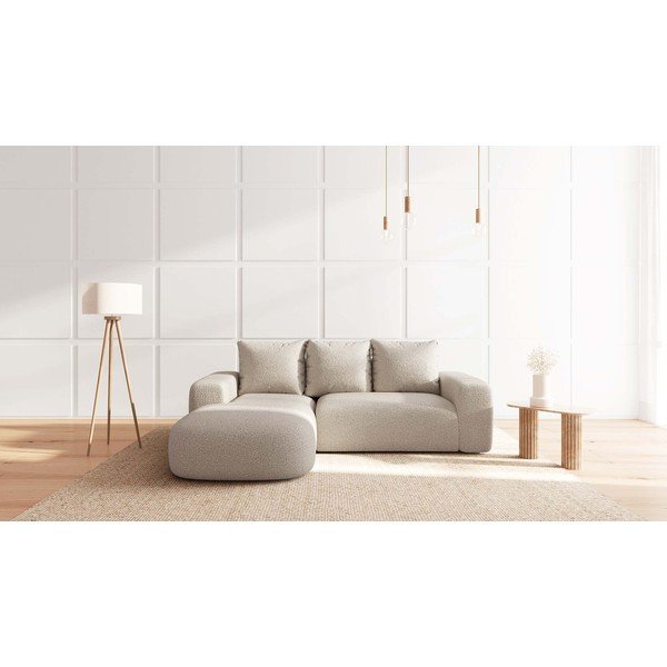 Krēmkrāsas stūra dīvāns no buklē auduma (kreisais stūris) Feiro – MESONICA-image-1
