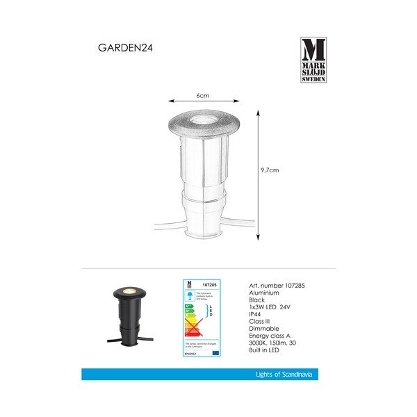 Melns padziļinājumā iebūvēts gaismeklis Markslöjd Garden 24, ø 60 mm-image-2
