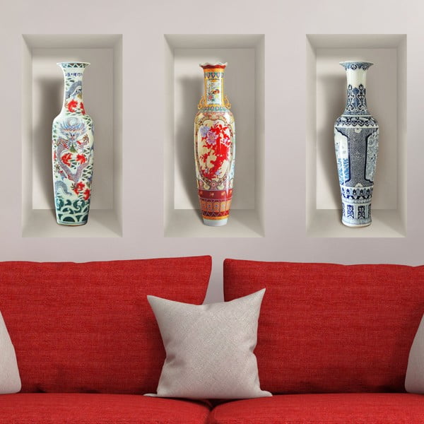 3 3D sienas uzlīmju komplekts Ambiance Ceramic Vases