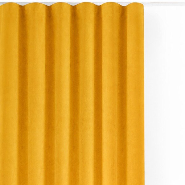 Sinepju dzeltens samta daļēji gaismu necaurlaidīgs aizkars 400x175 cm Velto – Filumi