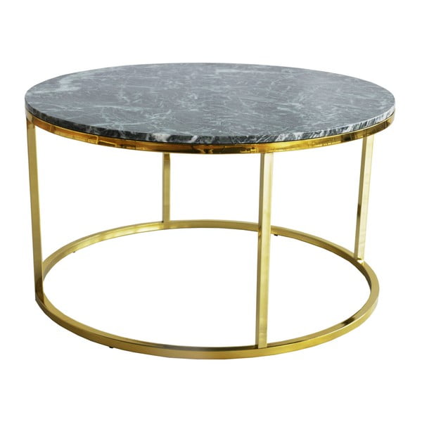 Zaļš marmora kafijas galdiņš ar zelta pamatni RGE Accent, ⌀ 85 cm