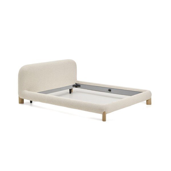 Bēša polsterēta divvietīga gulta bez režģa 180x200 cm Odina – Kave Home-image-2