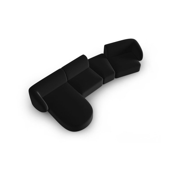 Melns samta stūra dīvāns (ar kreiso stūri/ar zvilni) Paolo – Milo Casa-image-1