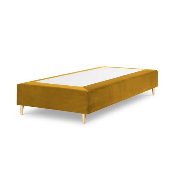 Sinepju dzeltena samta vienguļamā gulta Milo Casa Lia, 90 x 200 cm