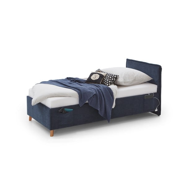 Tumši zila polsterēta bērnu gulta bez režģa 90x200 cm Fun – Meise Möbel-image-2
