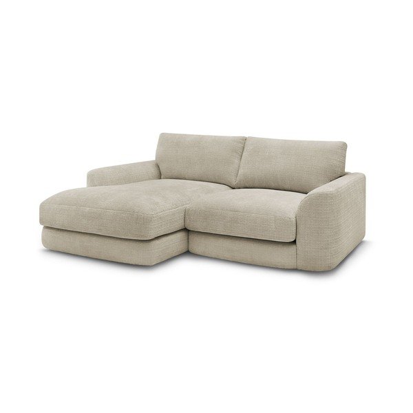 Bēšs stūra dīvāns no šenila auduma (ar kreiso stūri/ar zvilni) Leonore – Bobochic Paris