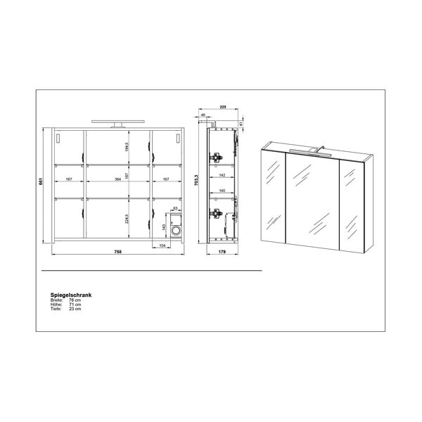 Gaiši pelēks vannas istabas skapītis ar spoguli 76x71 cm – Germania-image-2