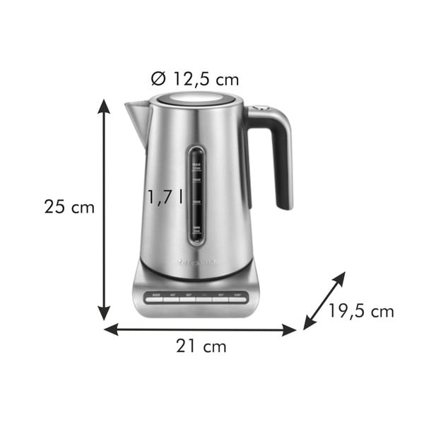 Nerūsējošā tērauda tējkanna sudraba krāsā 1,7 l President – Tescoma-image-3