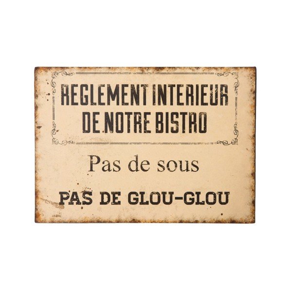 Metāla zīme Antic Line Réglement Bistro