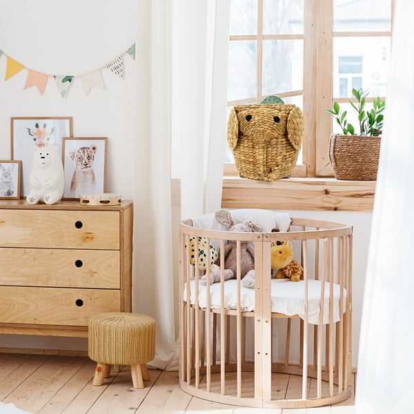 Dabīga toņa bērnu rotaļlietu grozs no ūdens hiacintes ø 30x35 cm Elephant – Compactor-image-1